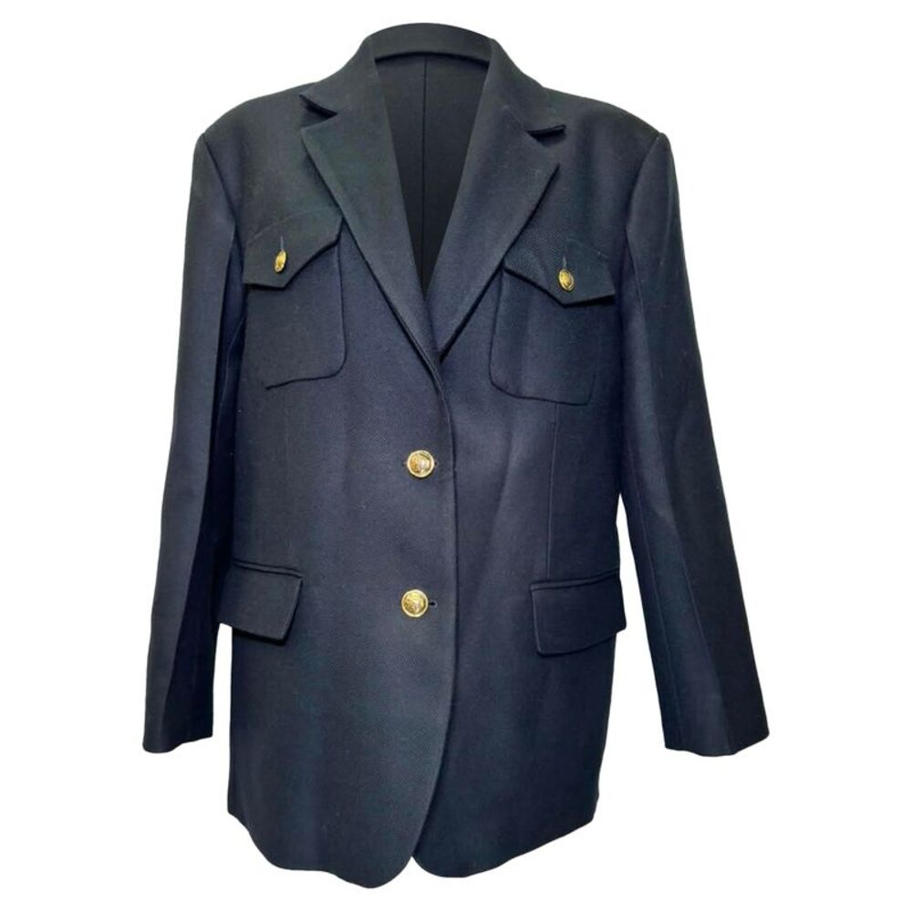 Sandro Paris Gemma Suit Blazer in Navy Blue Wool